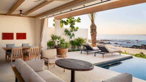 Luxury casita suite terrace with plunge pool and ocean view at Cabo San Lucas