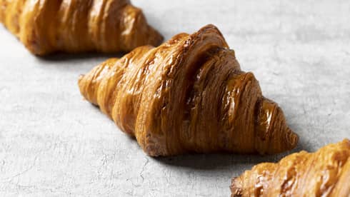 A row of croissants