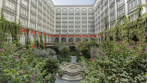 A large property with a garden courtyard.