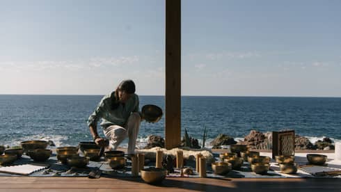 Outdoor spa treatment setup