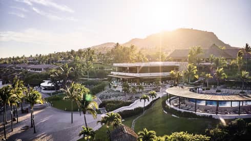 Sun sets over sweeping Four Seasons Resort Punta Mita, mountains