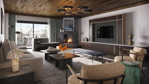 Chic one-bedroom suite living room at Four Seasons Resort and Residences Vail