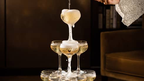 Stacked champagne glasses