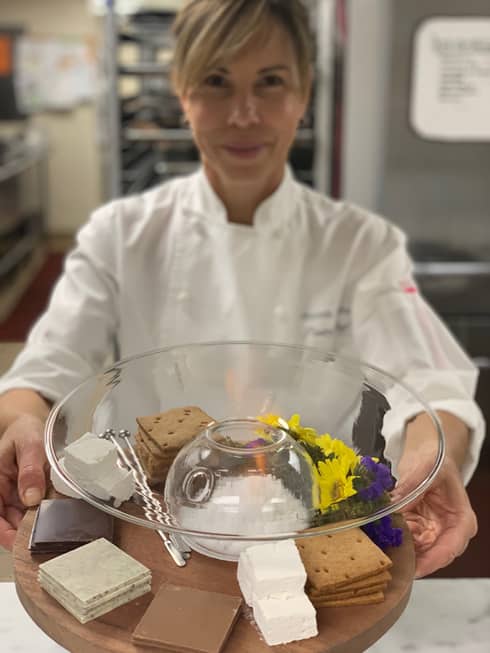 Chef Rhonda Ashton presents a miniature marshmallow roasting station