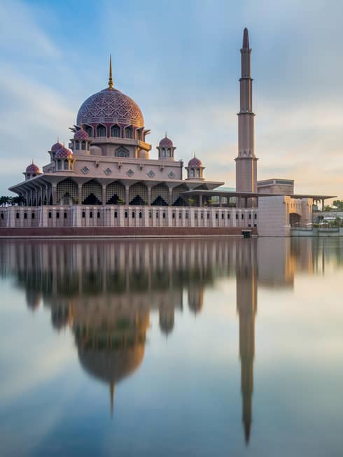 Putra Mosque reflects off the river