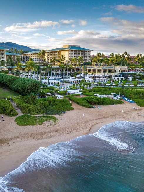 Exterior of Four Seasons Resort Maui grounds set along the beach