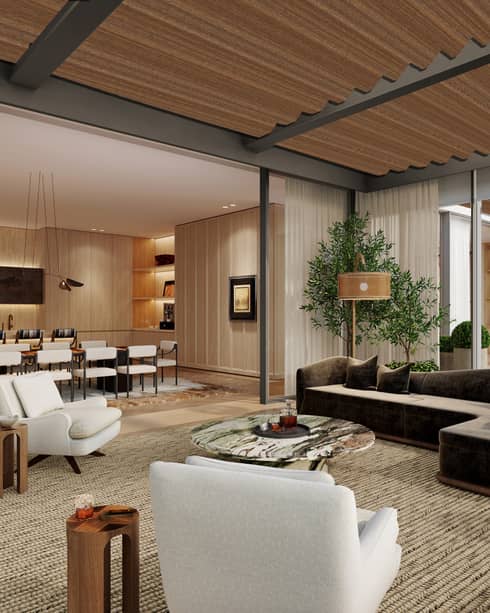 Rendering of the Penthouse Conservatory with louvered ceiling