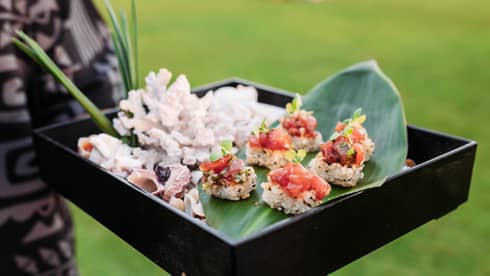 Catered tray of fresh fish canapes