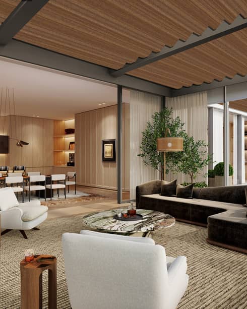 Rendering of the Penthouse Conservatory with louvered ceiling