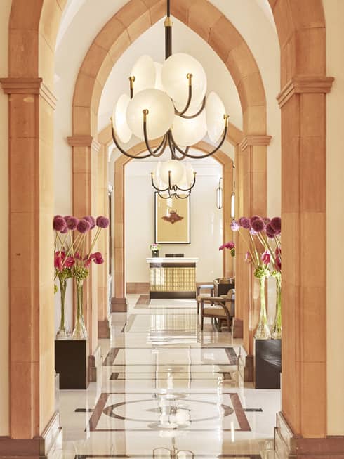 Lobby corridor with arched doorways