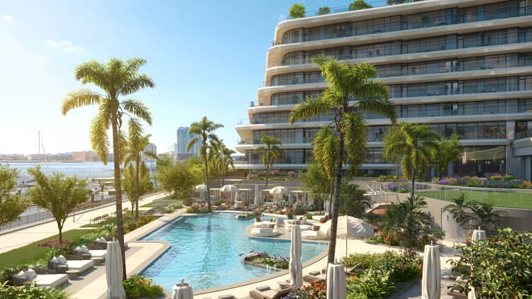 Rendering of residence building and pool