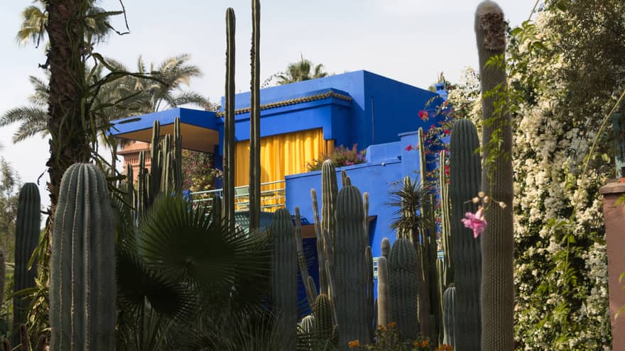Majorelle Gardens blue building in Marrakech