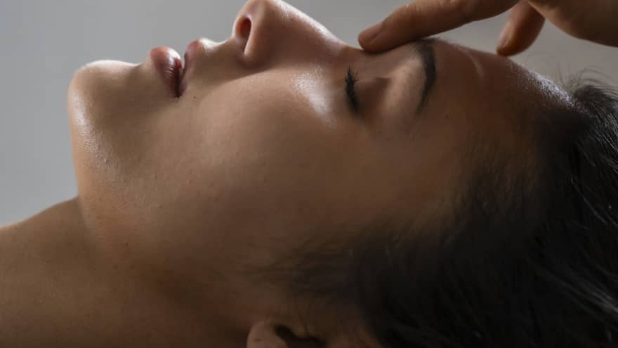 Woman gets a facial
