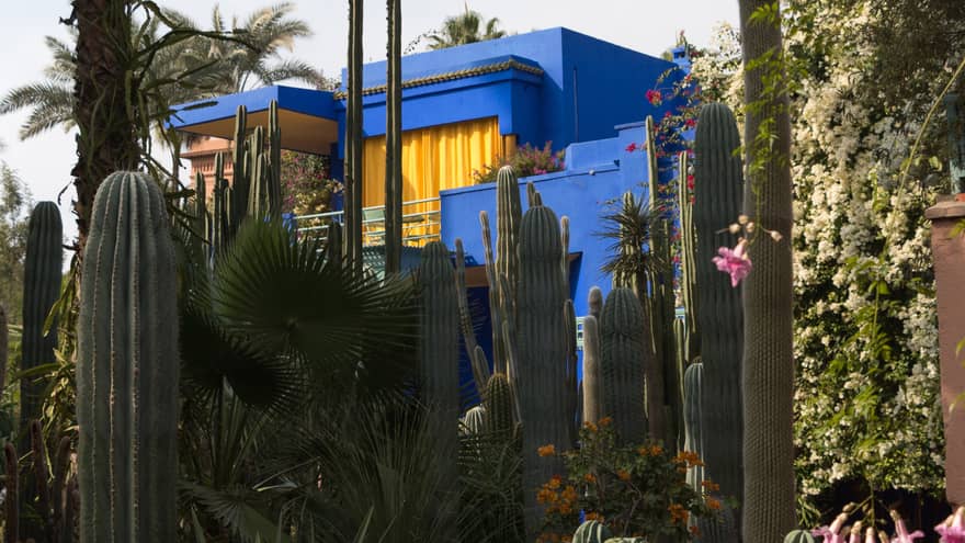 Majorelle Gardens blue building in Marrakech