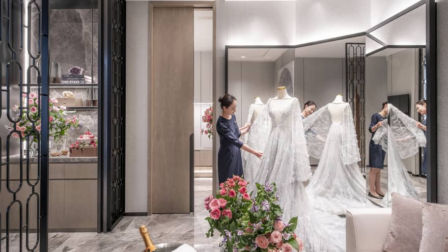 Bridal changing room at luxury hotel