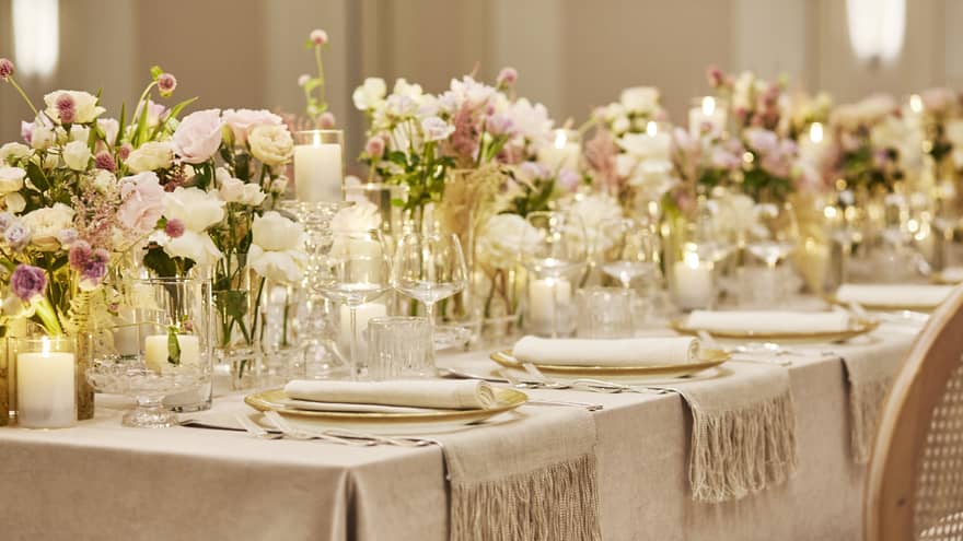 wedding dining décor at luxury hotel