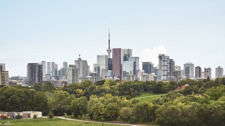 Toronto city view from park