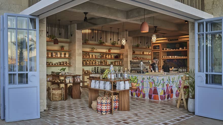 A small shop and bakery with pantry items.