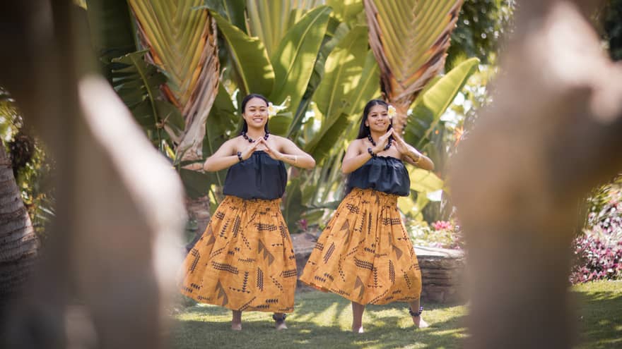 Two hula dancers