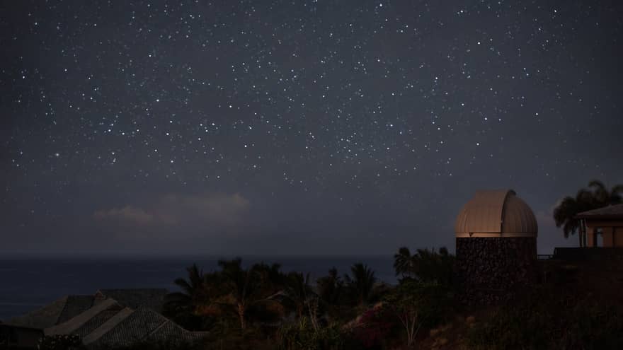 Starry night sky over field