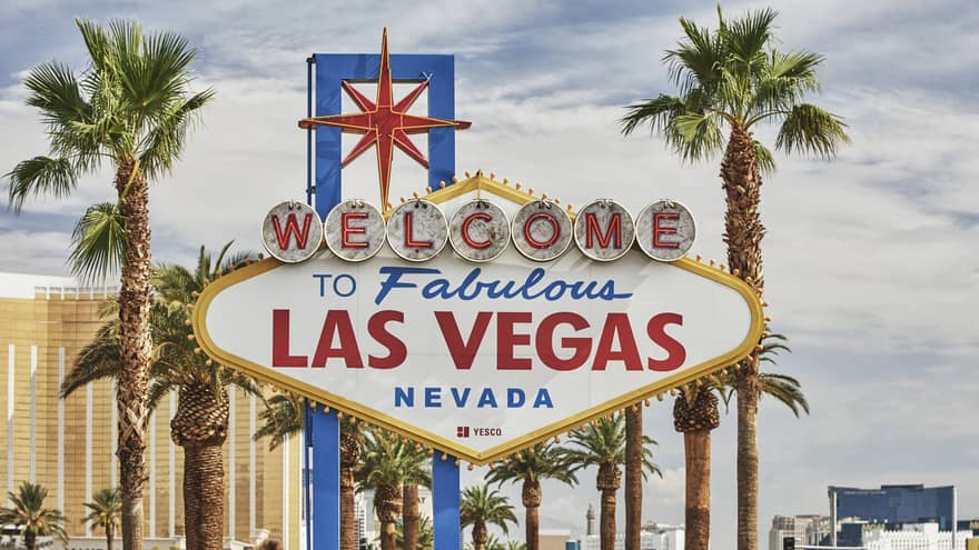 A sign that says "Welcome to fabulous Las Vegas Nevada.