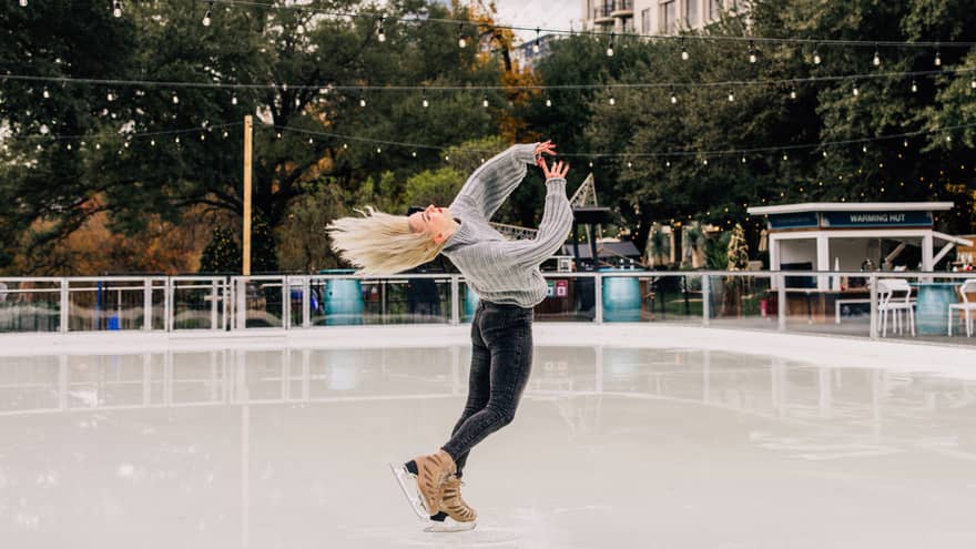 A woman ice skating.
