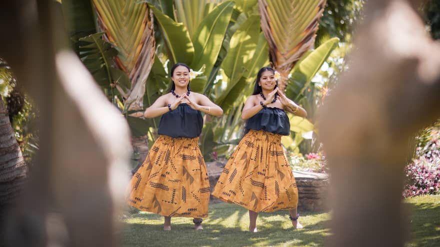 Two hula dancers