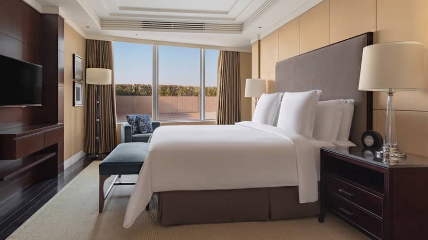 Hotel room with king bed