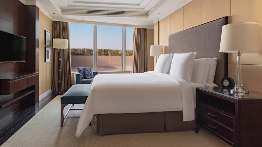 Hotel room with king bed