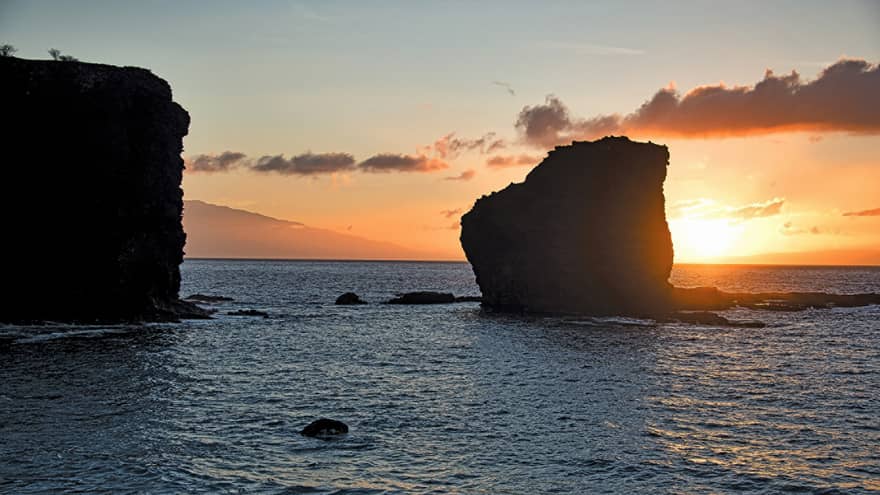 Puu Pehe Sweetheart Rock at sunset