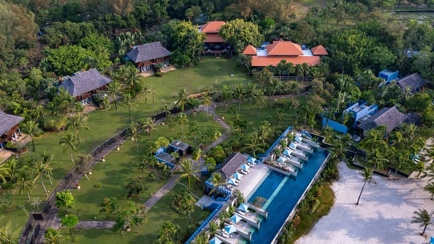 Aerial view of Four Seasons Langkawi Resort villas, buildings