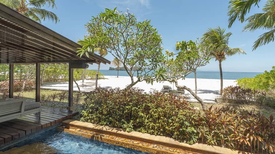 Private pool next to the beach and sea