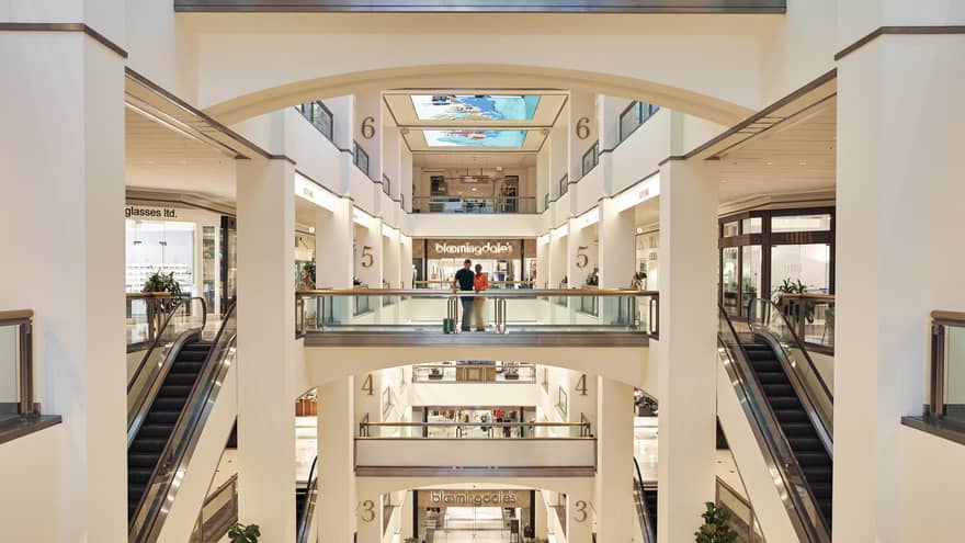 A large building of shops.