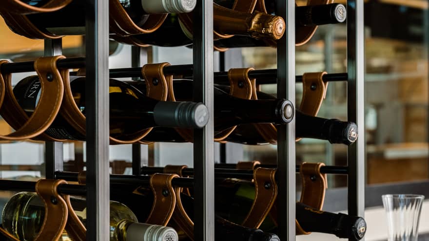 Racks of wine stacked on each other.