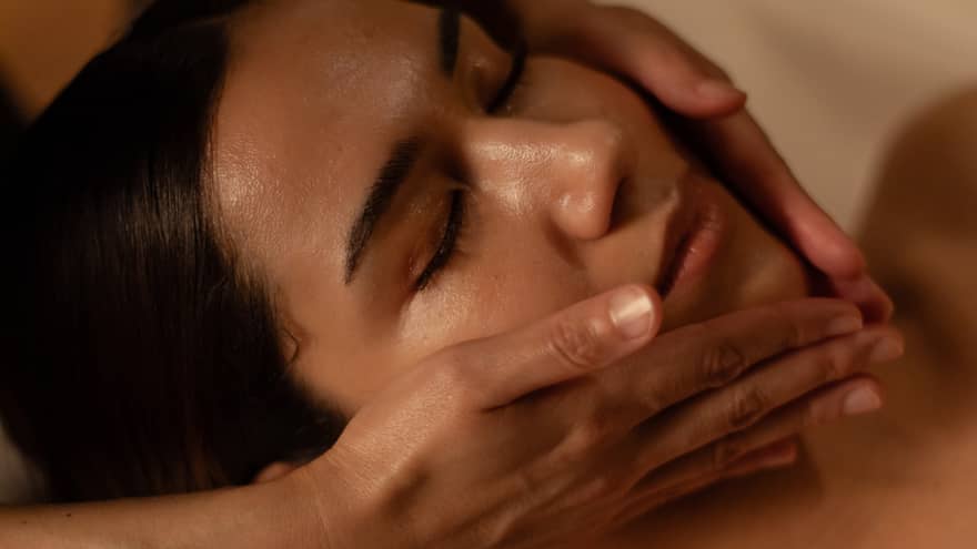 Woman getting a facial