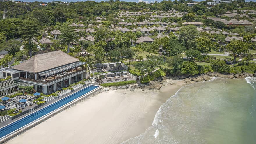 Aerial view of Resort with shoreline visible