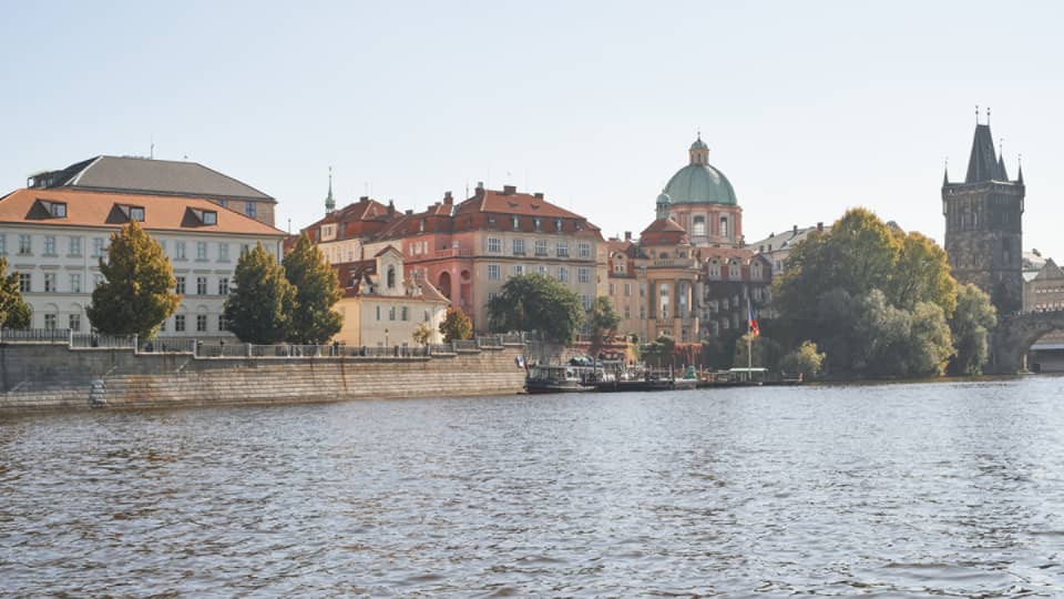 Historic buildings along the river