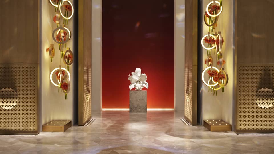 Art sculpture in hotel lobby