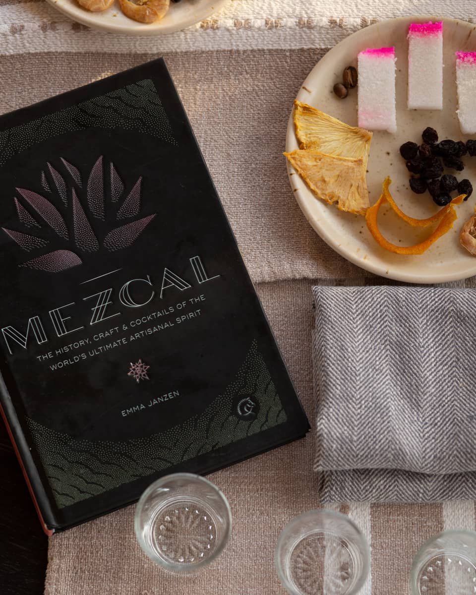 Mezcal book on a dining table