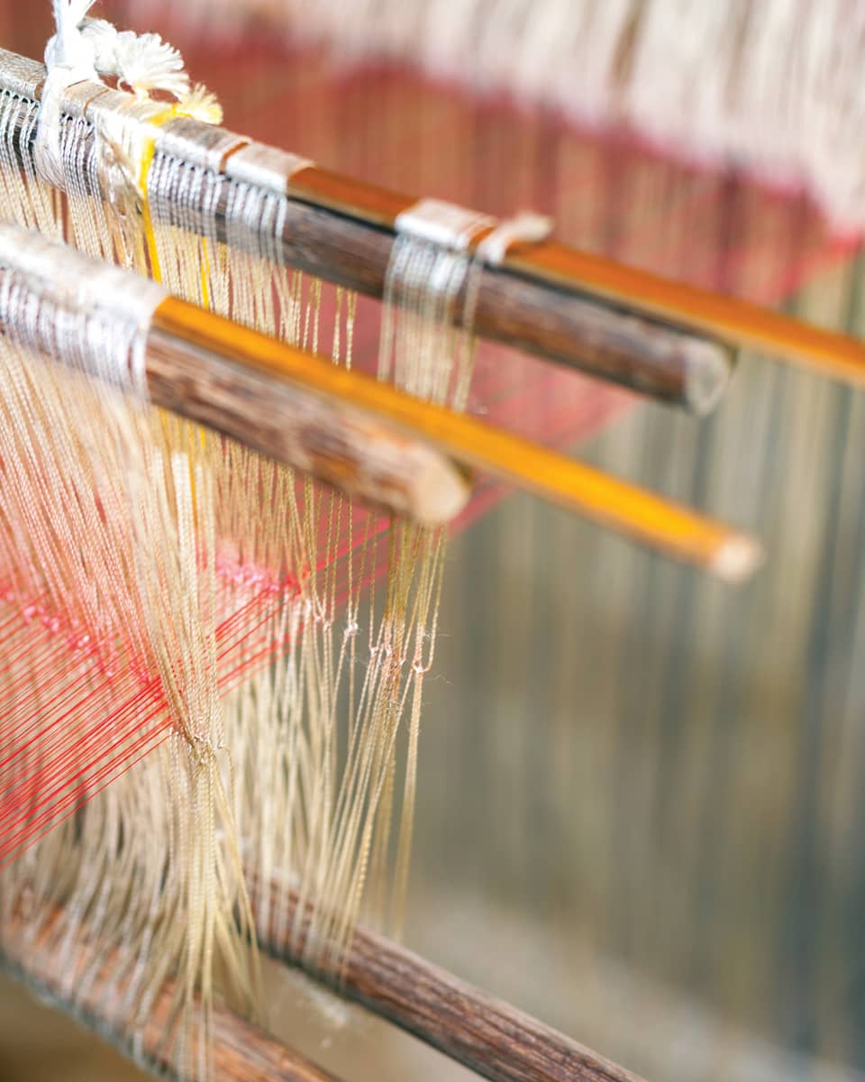 Silk production factory. Traditional manufacturing in Asia