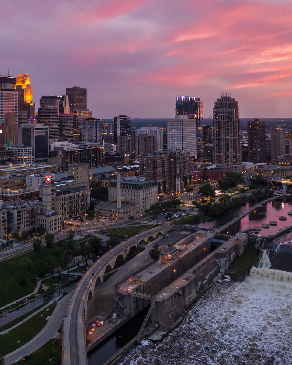 Downtown Minneapolis at dusk