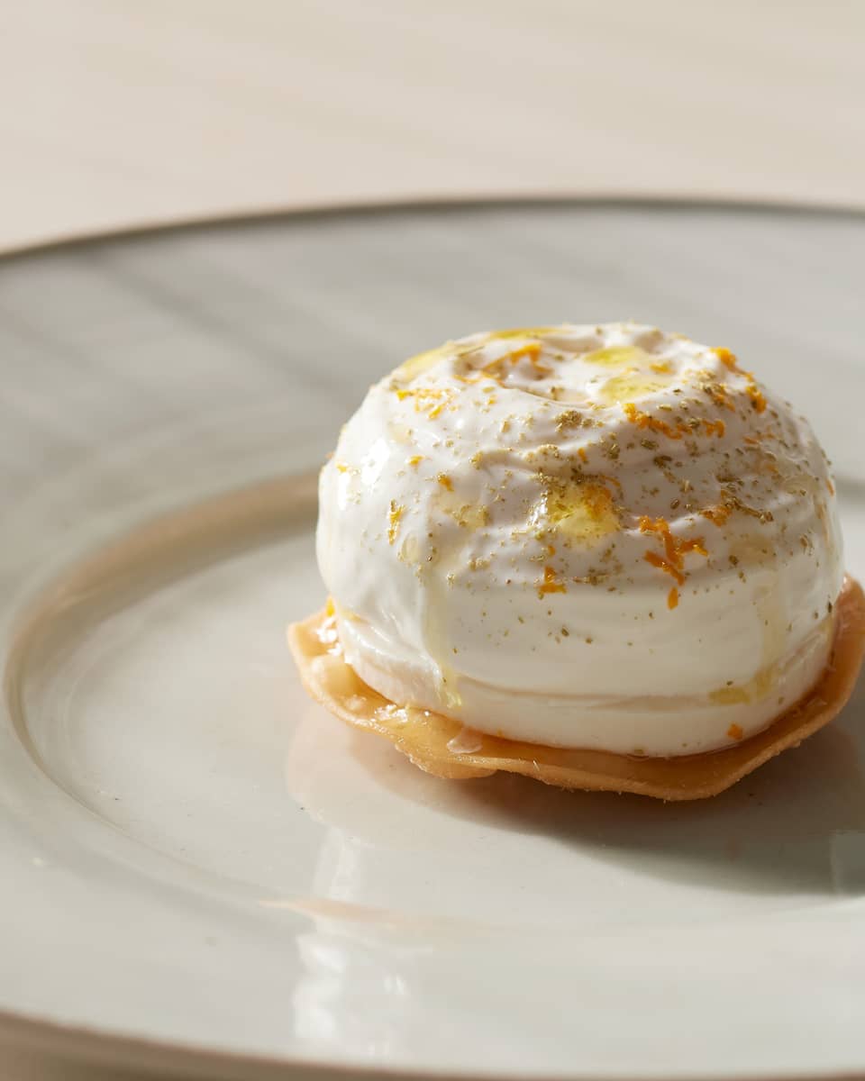 Gourmet dessert on white plate