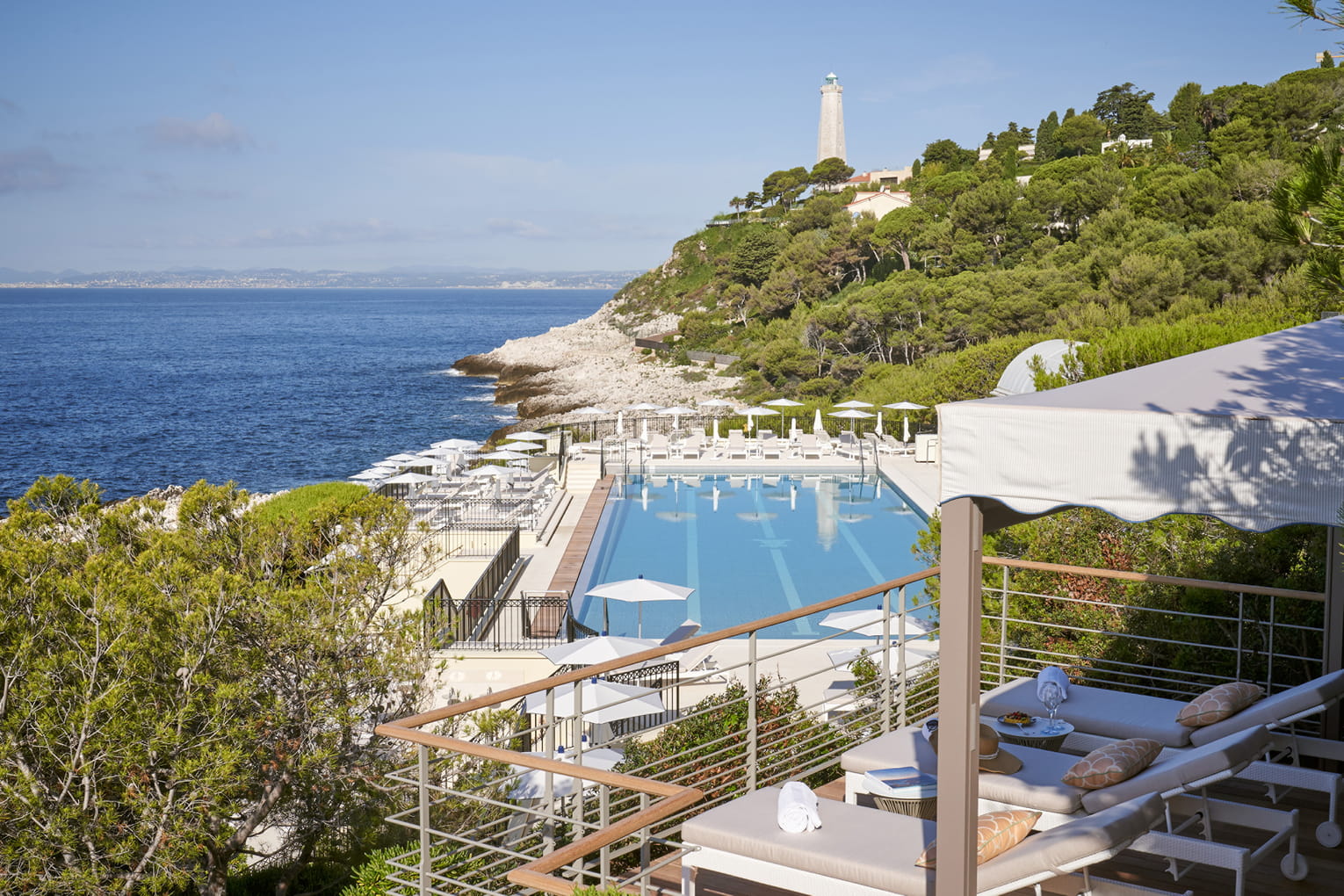 Club Dauphin pool at Grand-Hôtel du Cap-Ferrat overlooking the Mediterranean