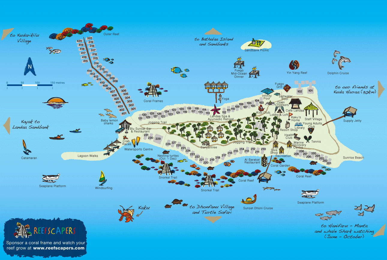 Malediven Resort | Karte des Resorts | Four Seasons Resort Maldives At