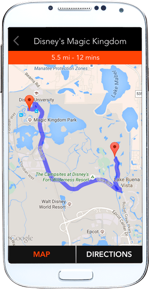 Directions on app