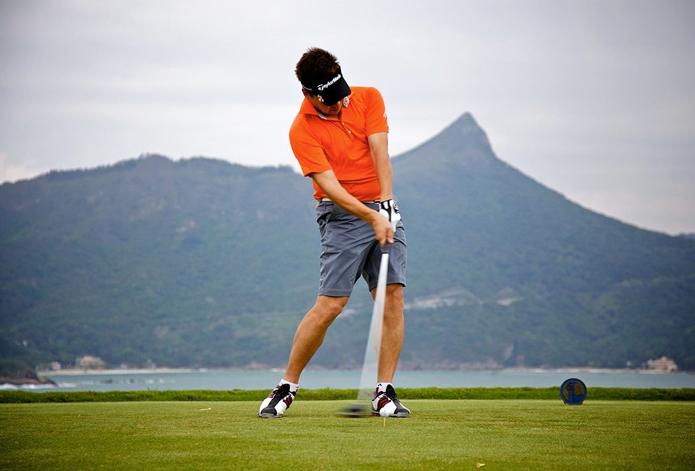 With rocks and water guarding the right side of the course, the third hole at Clearwater Bay is one of the most picturesque and demanding in Asia.