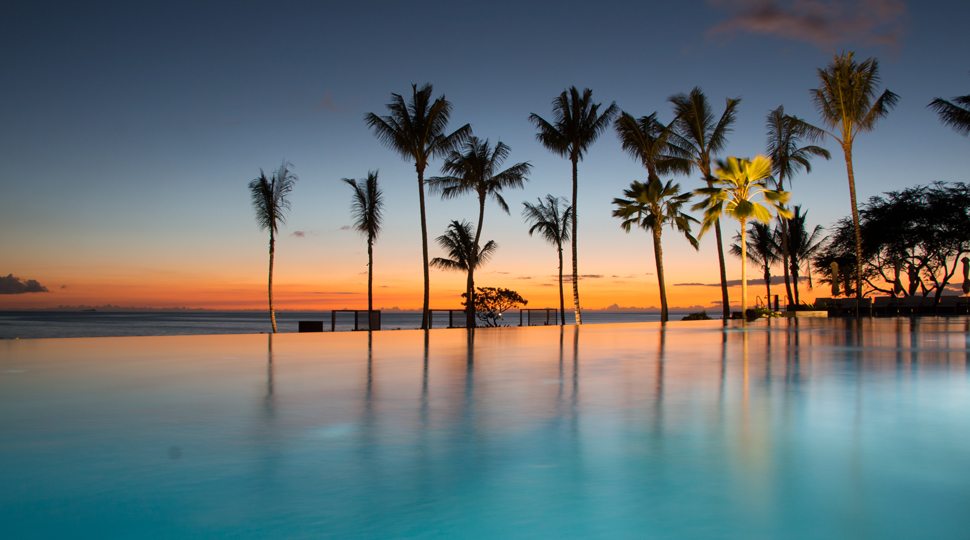 Sunset over pool