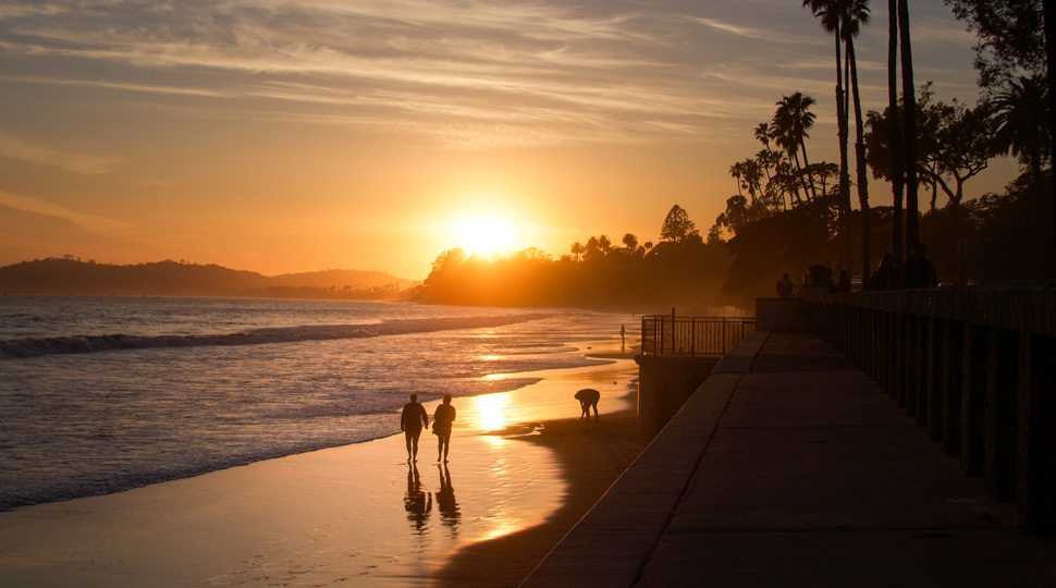 Sunset on Santa Barbara beach