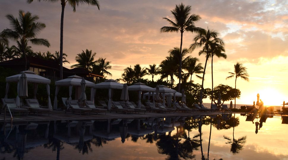 Sunset at Four Seasons Hualalali pool