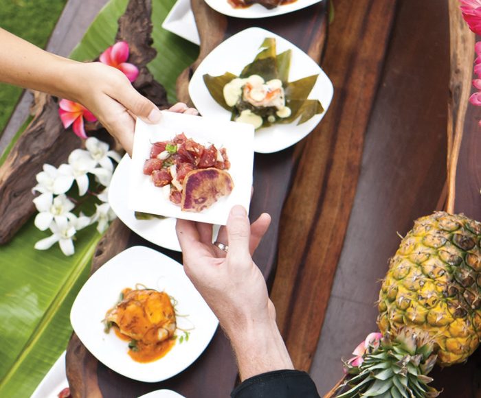 Chef handing out food